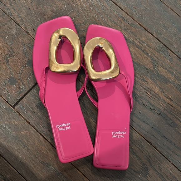 Jeffrey Campbell Linques Pink Leather Thong Sandal Size 11 - Picture 4 of 6